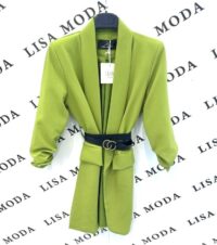 Daljši enobarven blazer s pasom