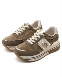 Rjave superge z zlatim okraskom