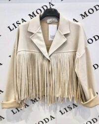 Bež kratka jakna z resicami