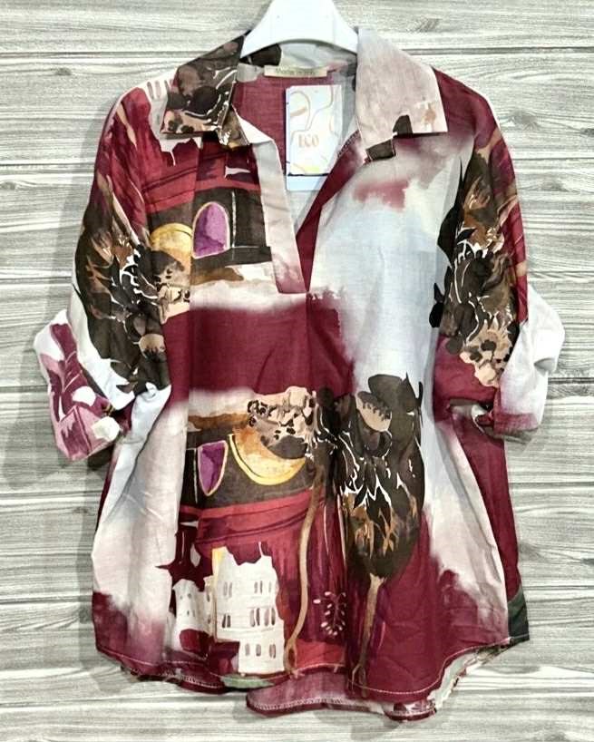 Srajčna bluza z umetniškim potiskom