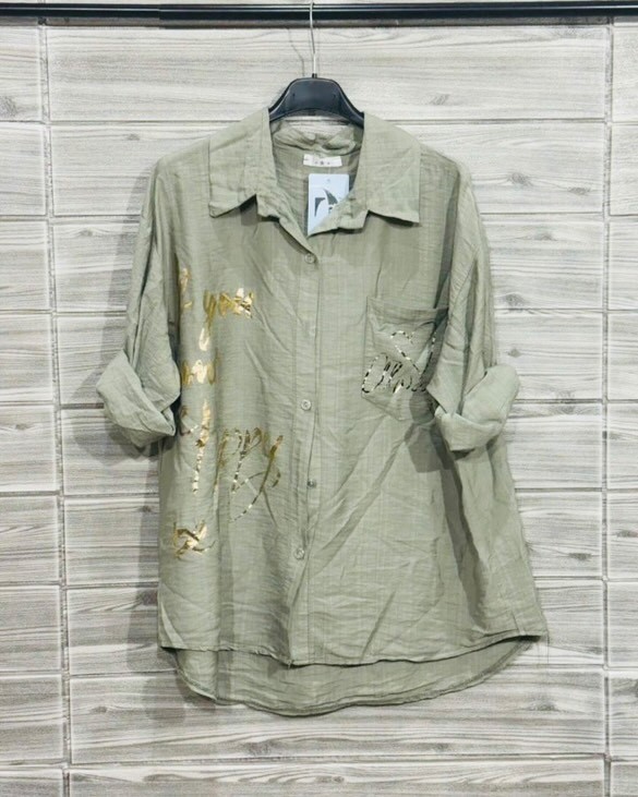 Srajca z zlatim napisom