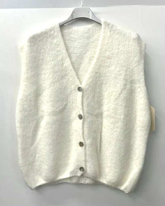 Pleten brezrokavnik z gumbi