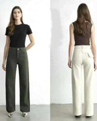 Olivno zelene široke hlače