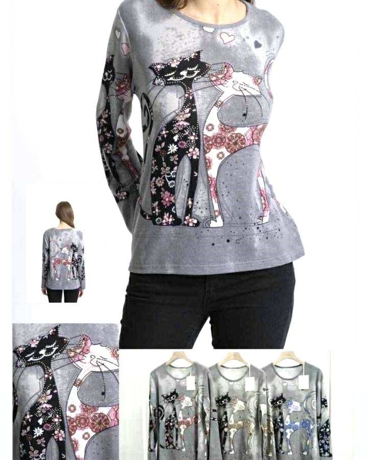 Lahkoten pulover z mačko Lahkoten pulover z mačko