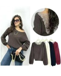 Pleten pulover z čipko