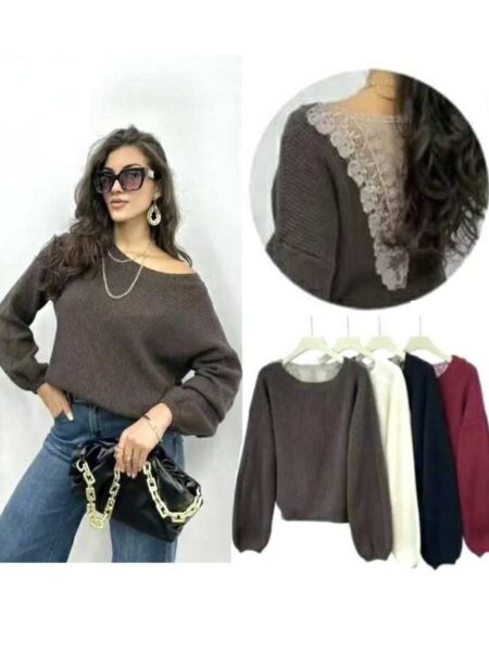 Pleten pulover z čipko