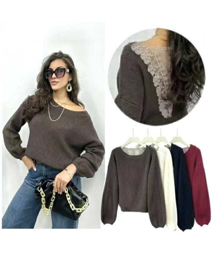 Pleten pulover z čipko