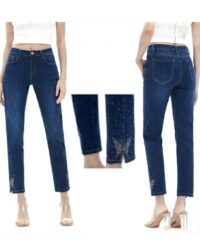 Jeans hlače s kristalčki - METULJ
