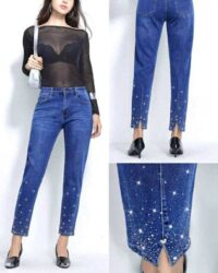 Oprijete jeans s kristalčki
