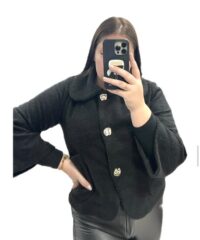 Črna volnena jakna z zlatimi gumbi