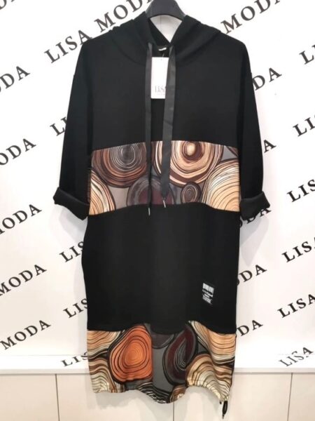 Dolga črna obleka Krogi