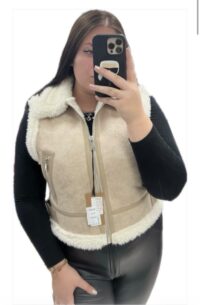 Usnjen brezrokavnik s toplo krzneno podlogo