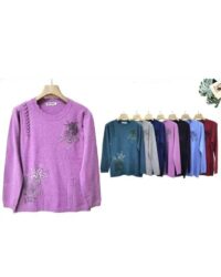 Pleten pulover s cvetlicami