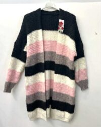 Črna črtasta pletena jopa